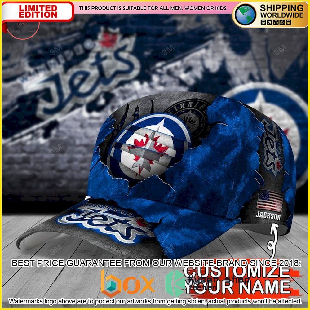 NEW Winnipeg Jets Skull NHL Custom Name Cap Hat 2