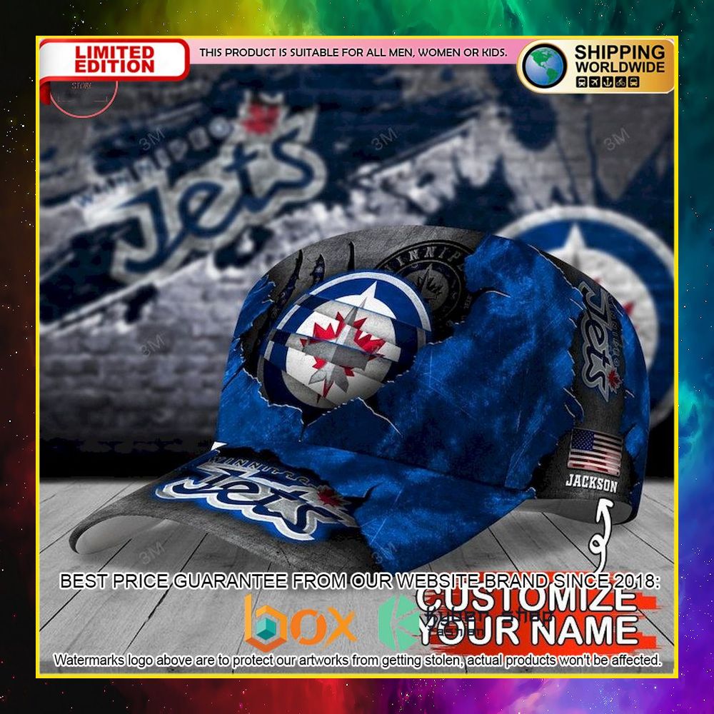 NEW Winnipeg Jets Skull NHL Custom Name Cap Hat 5