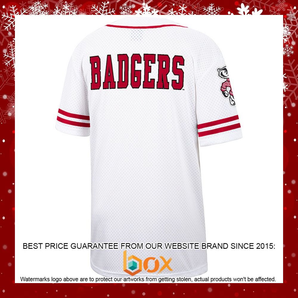 BEST Wisconsin Badgers Colosseum Free Spirited White/Red Baseball Jersey 3