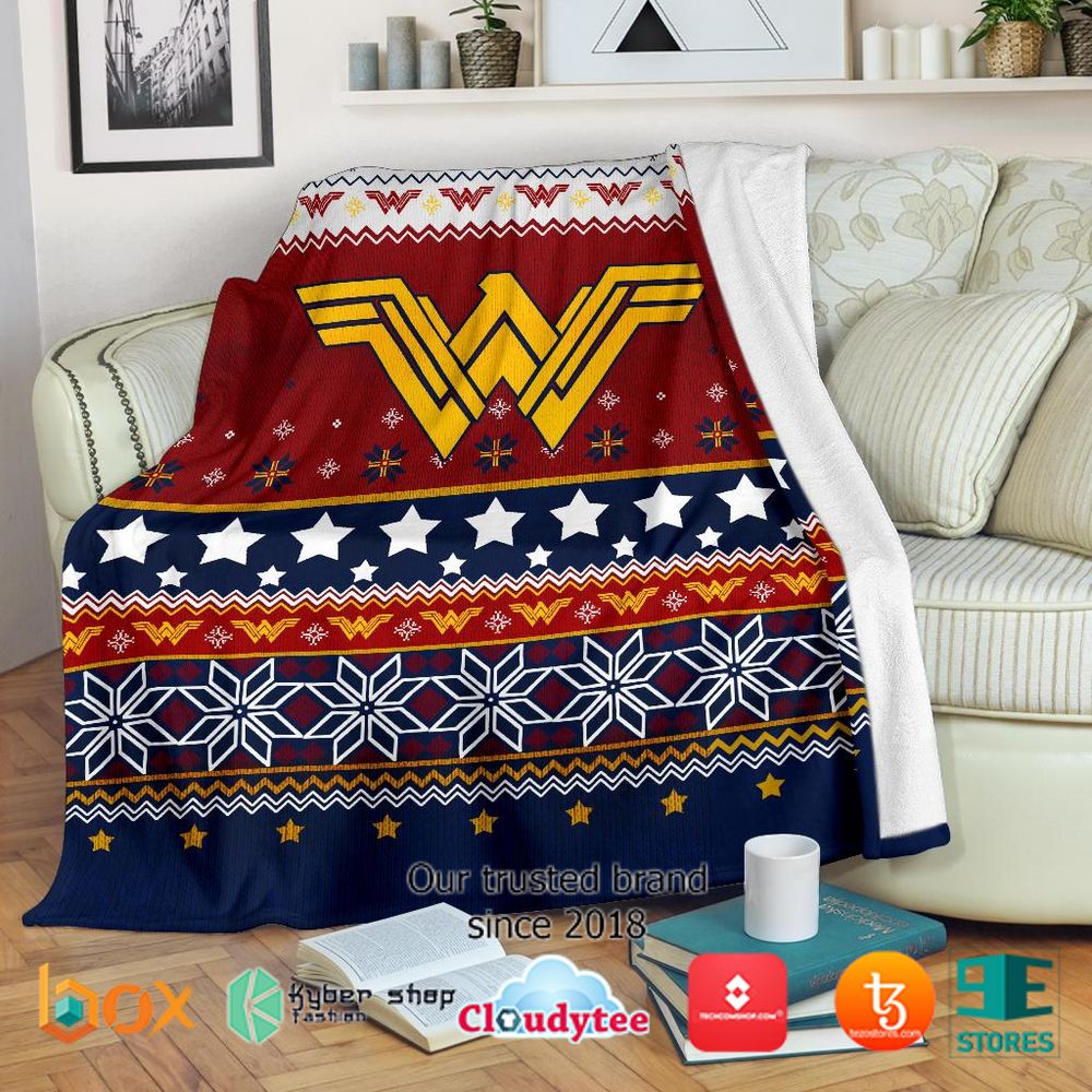 Wonder Woman Signal Ugly Christmas Blanket 2