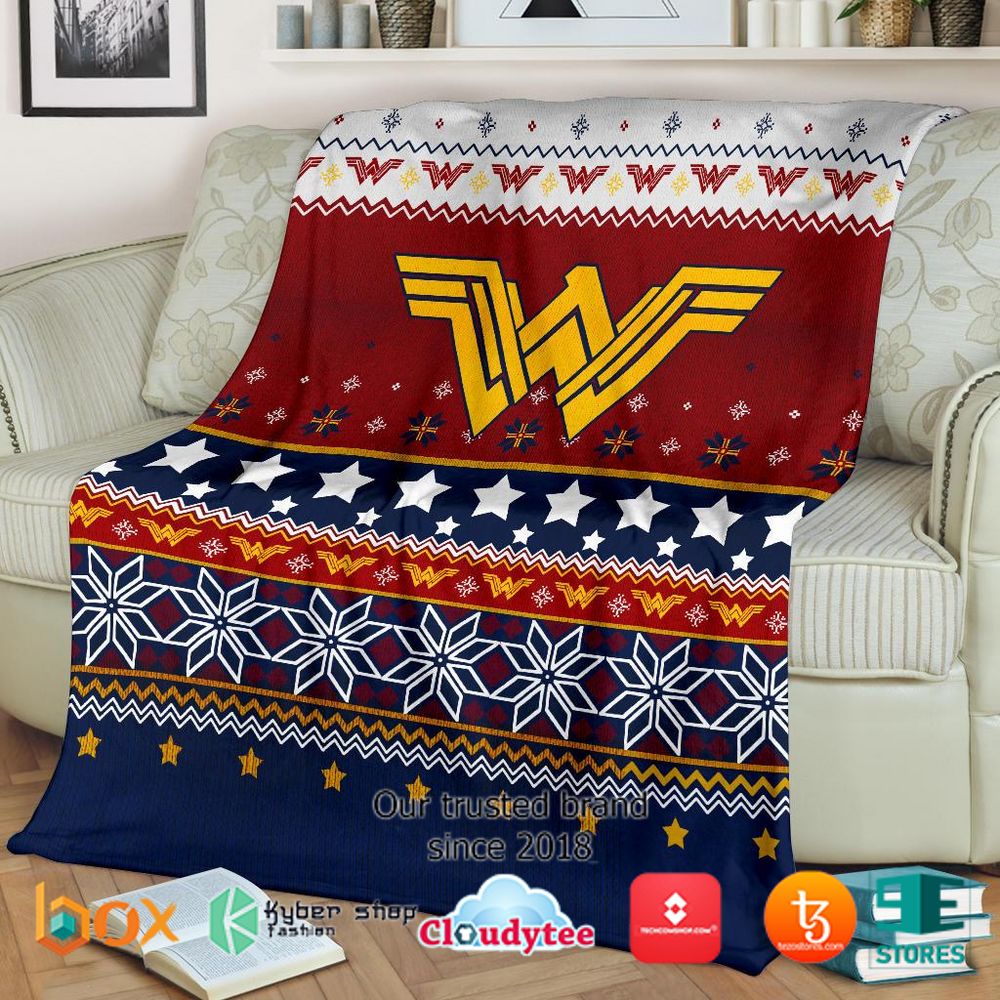 Wonder Woman Signal Ugly Christmas Blanket 3