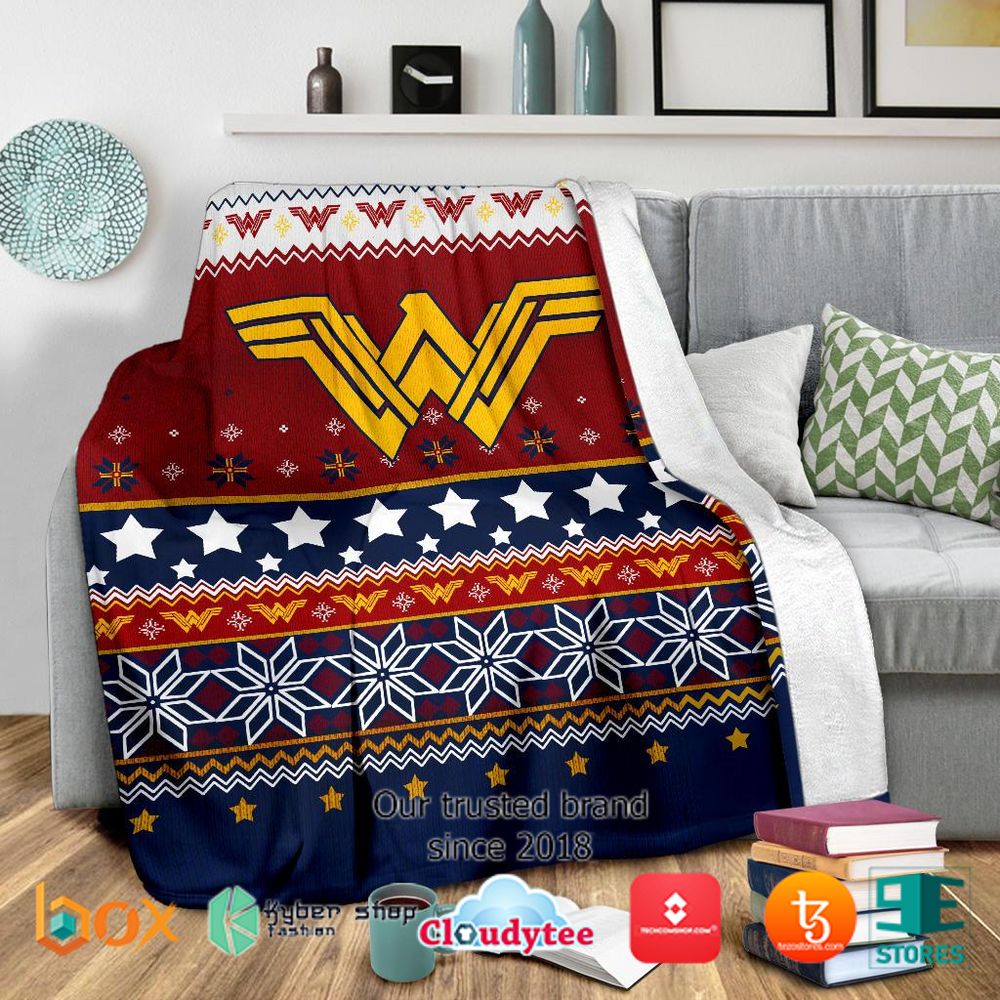 Wonder Woman Signal Ugly Christmas Blanket 4
