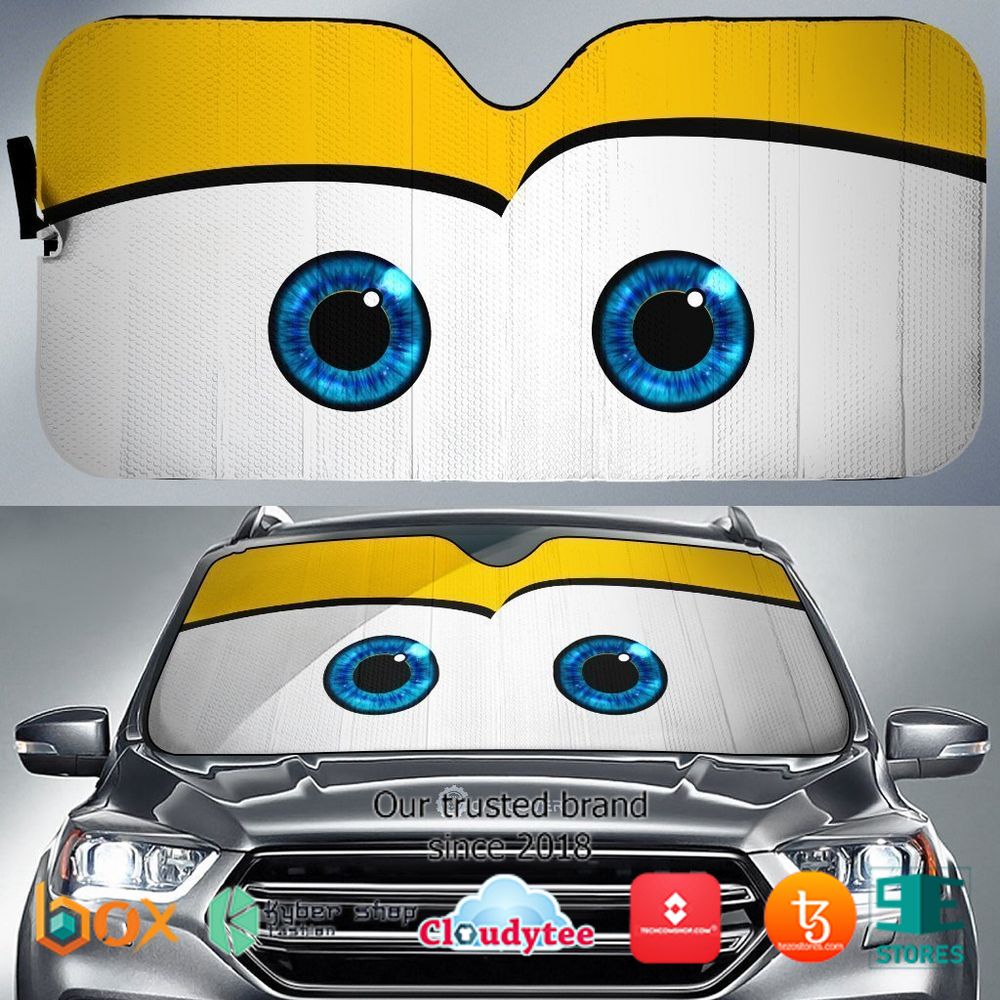 Yellow Cute Cartoon Eyes Car Sunshade 1