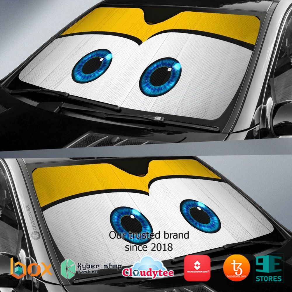 Yellow Cute Cartoon Eyes Car Sunshade 2
